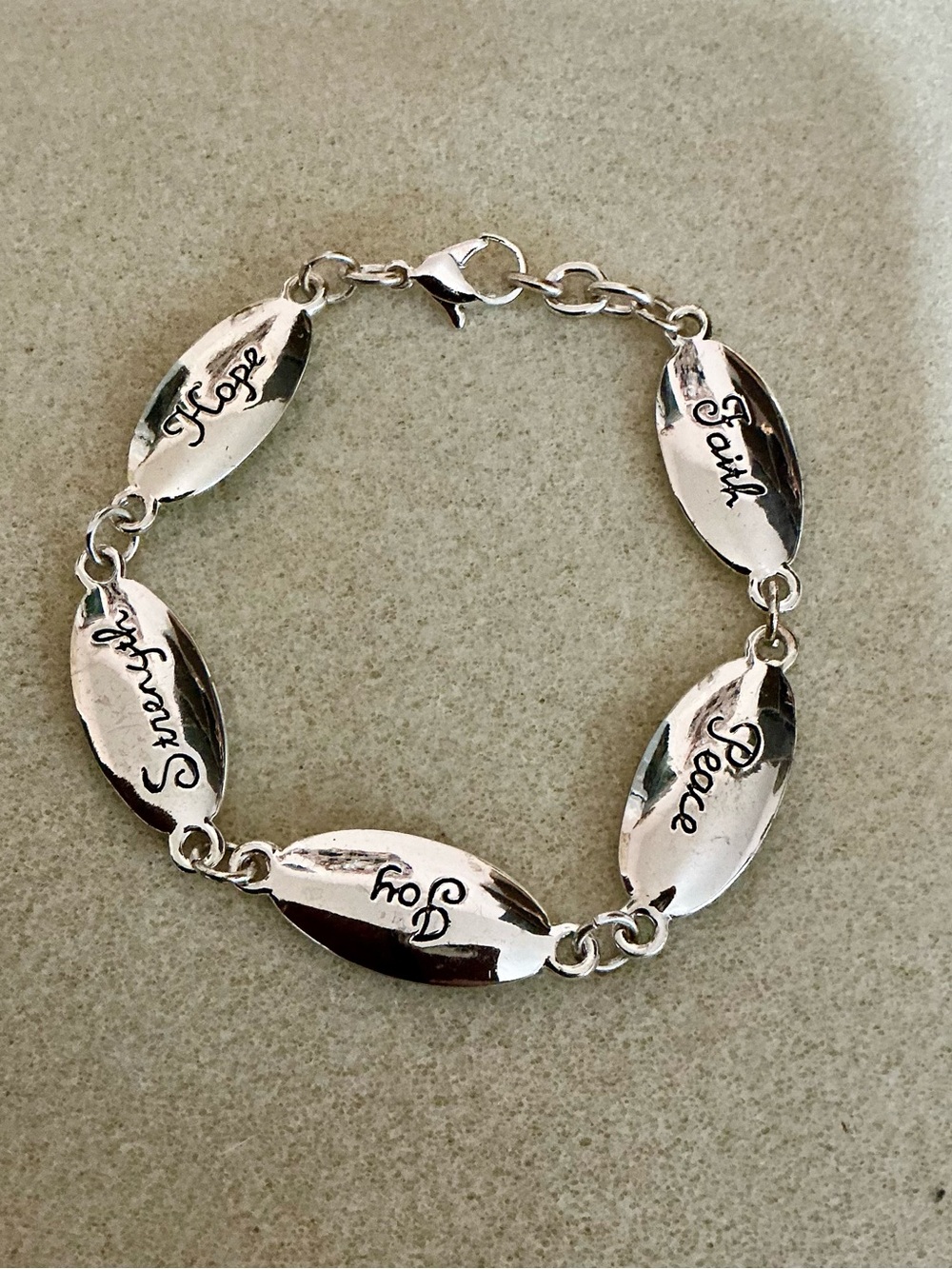 Silver Inspirational Word Bracelet - two sides!